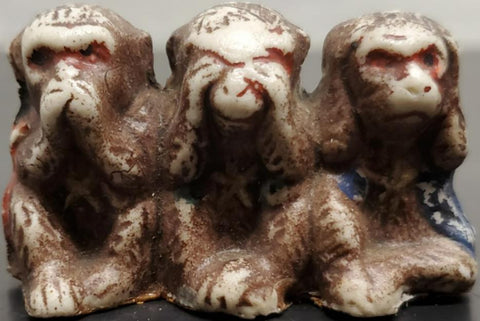 Vtg Hear See Speak No Evil Monkeys Handmade/Painted Japan Collectible Figurines
