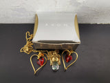 Vtg Women's Avon Angel Gemstone Pendant Necklace & Ruby Heart Shaped Earrings VF
