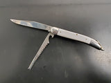 Vtg Stainless Steel Folding Knife Made in Japan 2 Blade Saw Edge & 3.5" Blade VF