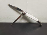 Vtg Stainless Steel Folding Knife Made in Japan 2 Blade Saw Edge & 3.5" Blade VF