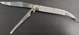 Vtg Stainless Steel Folding Knife Made in Japan 2 Blade Saw Edge & 3.5" Blade VF