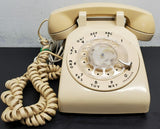 Vtg Desk Telephone 1970s Bell System Western Electric Rotary Dial Phone Beige VF
