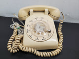 Vtg Desk Telephone 1970s Bell System Western Electric Rotary Dial Phone Beige VF