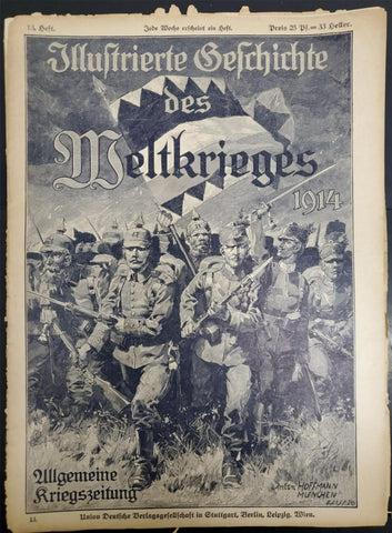 Antique 1914 WW1 Illustrated Story German Newspaper Publication Art Complete #8