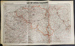 1914-15 WW1 Illustrated Story German Publication Map From Western Theater of War