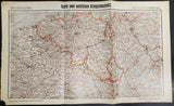 1914-15 WW1 Illustrated Story German Publication Map From Western Theater of War