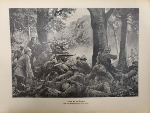1914 WW1 Artwork by A. Roloff Battle From Illustrated Story German Publication