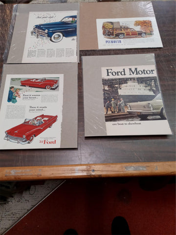 Vtg Advertisements Plymouth Chrysler Special De-Luxe 4 DR Sedan Ford Thunderbird