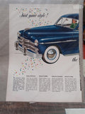 Vtg Advertisements Plymouth Chrysler Special De-Luxe 4 DR Sedan Ford Thunderbird