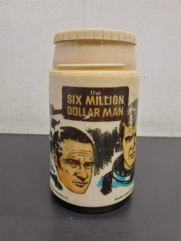 Vtg 1974 Six Million Dollar Man Thermos Aladdin Universal Studios Collectible
