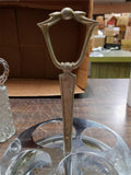 Vintage Kromex Holiday Cruet Set With Stainless Steel Turn Tray Heavy-Cut Glass