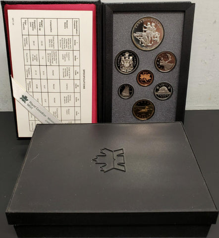 Vtg 1990 Royal Canadian Mint Proof Set W/Specifications Sheet in Case Coin Coll.