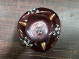 Decorative Glass Ashtray/Candy Bowl/Trinket holder Purple Gold Accent Flowers