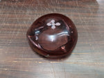 Decorative Glass Ashtray/Candy Bowl/Trinket holder Purple Gold Accent Flowers