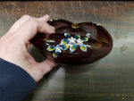 Decorative Glass Ashtray/Candy Bowl/Trinket holder Purple Gold Accent Flowers