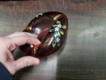 Decorative Glass Ashtray/Candy Bowl/Trinket holder Purple Gold Accent Flowers