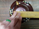 Decorative Glass Ashtray/Candy Bowl/Trinket holder Purple Gold Accent Flowers