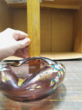 Decorative Glass Ashtray/Candy Bowl/Trinket holder Purple Gold Accent Flowers