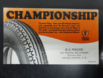 Vtg Ink Blotter Championship Tires Advertising Wilcox Auto Service Station 1930'