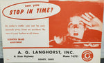 Vtg Ink Blotter Card Pontiac Service Car Advertising Can You Stop In Time? Ohio