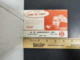 Vtg Ink Blotter Card Pontiac Service Car Advertising Can You Stop In Time? Ohio