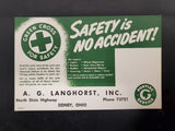 Vtg Ink Blotter Card Pontiac Service Car Advertising Safety Green Cross 4 Safety