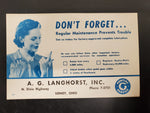 Vtg Ink Blotter Card Pontiac Service Car Advertising Don't Forget Langhorst OH