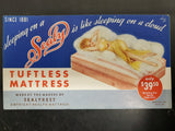 Vtg Ink Blotter Card Sealy Advertising Tuftless Mattress Lady on Bed Since 1881