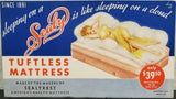 Vtg Ink Blotter Card Sealy Advertising Tuftless Mattress Lady on Bed Since 1881