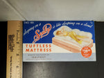 Vtg Ink Blotter Card Sealy Advertising Tuftless Mattress Lady on Bed Since 1881