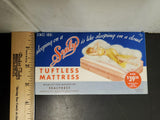 Vtg Ink Blotter Card Sealy Advertising Tuftless Mattress Lady on Bed Since 1881