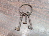Vtg Cast Iron Keys & Ring Skeleton Jail-Prison Antique Unique Decorative Rustic