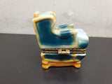 Vtg Colorful Decorative Arm Chair Jewelry/Trinket Collectible Keepsake Box Nice