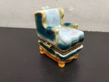 Vtg Colorful Decorative Arm Chair Jewelry/Trinket Collectible Keepsake Box Nice