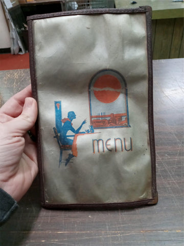 Vtg 1920's Menu Plastic Sealed Sandwiches Ice Cream Drink Popcorn Dessert Oyster