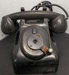 Vtg Circa 1930's Black Leich Bakelite Crank Telephone Desktop Office Collectible