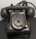 Vtg Circa 1930's Black Leich Bakelite Crank Telephone Desktop Office Collectible