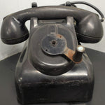 Vtg Circa 1930's Black Leich Bakelite Crank Telephone Desktop Office Collectible