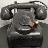 Vtg Circa 1930's Black Leich Bakelite Crank Telephone Desktop Office Collectible