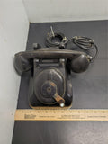 Vtg Circa 1930's Black Leich Bakelite Crank Telephone Desktop Office Collectible
