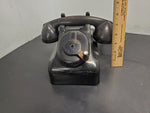 Vtg Circa 1930's Black Leich Bakelite Crank Telephone Desktop Office Collectible