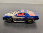 Vtg 1983 Hot Wheels Blue Car White Flames Red Interior Hood Scoop Diecast Car