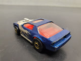 Vtg 1983 Hot Wheels Blue Car White Flames Red Interior Hood Scoop Diecast Car