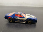Vtg 1983 Hot Wheels Blue Car White Flames Red Interior Hood Scoop Diecast Car
