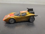 Vtg 1983 Hot Wheels Flame Runner Racecar Mattel Malaysia Gold w/Flames Diecast