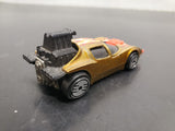 Vtg 1983 Hot Wheels Flame Runner Racecar Mattel Malaysia Gold w/Flames Diecast