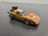 Vtg 1983 Hot Wheels Flame Runner Racecar Mattel Malaysia Gold w/Flames Diecast