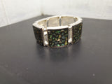 Women's Flexible Bracelet Shimmering Turquoise Stained Glass Pattern Squares VF