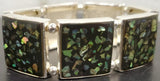 Women's Flexible Bracelet Shimmering Turquoise Stained Glass Pattern Squares VF