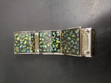 Women's Flexible Bracelet Shimmering Turquoise Stained Glass Pattern Squares VF